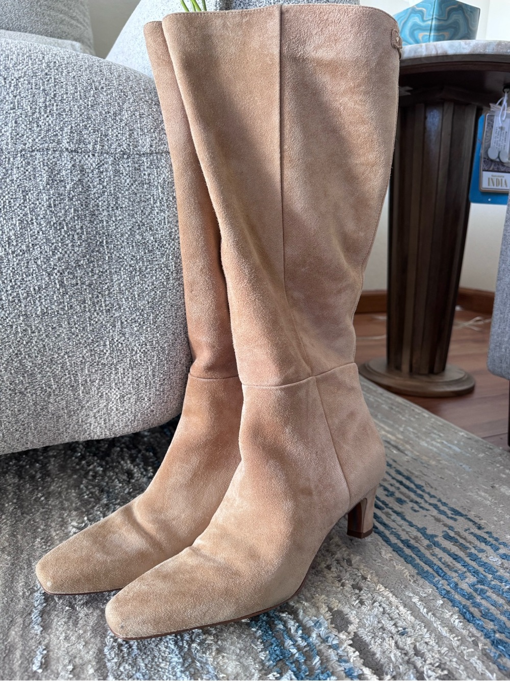 Sam Edelman Molly Suede Knee High Wide Calf Boots Tan Size 7
